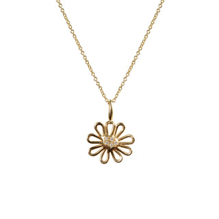 Gold Wildflower Pendant with Diamonds