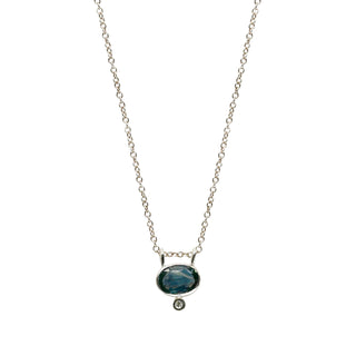 14k Yellow Gold 7x5 Gemstone and Diamond accent Pendant