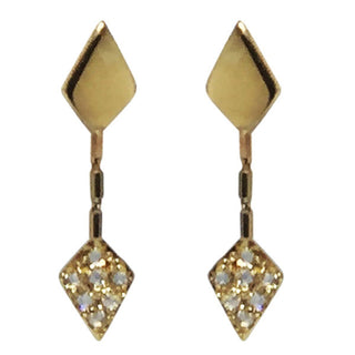 Gold Double Kite Studs with Rose Cut Diamonds