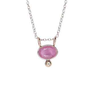 Silver & 10k Pink Sapphire & diamond necklace