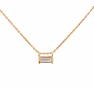 10k Yellow Gold East-West Baguette Lab Diamond Pendant
