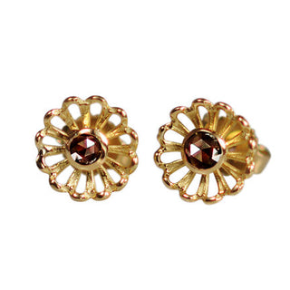 gold mum flower studs with stones