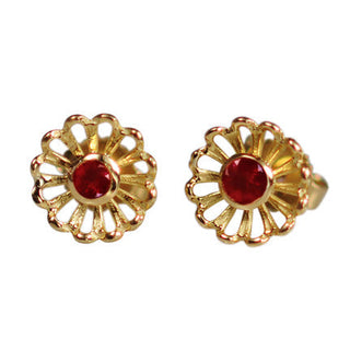 gold mum flower studs with stones