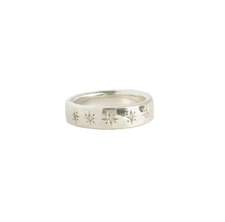 5mm Silver Hammered Band with Grey Diamonds