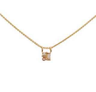 Gold Diamond Tile Pendant