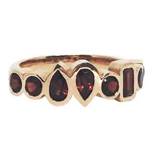 14K Rose Gold and Garnet  Mixed Shaped Ring