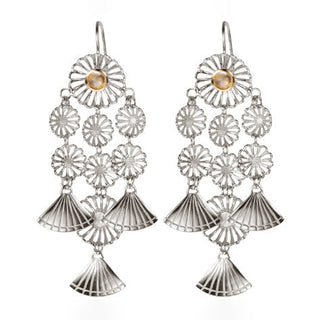 Silver mum flower and moonstone earrings