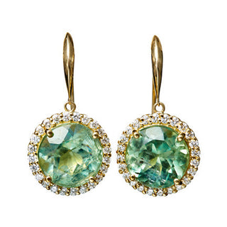 18K Gold, Diamond and Green Kyanite Earrings