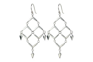 geometric shape large silver earring