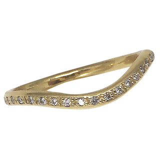 Gold Curve Band with Diamonds