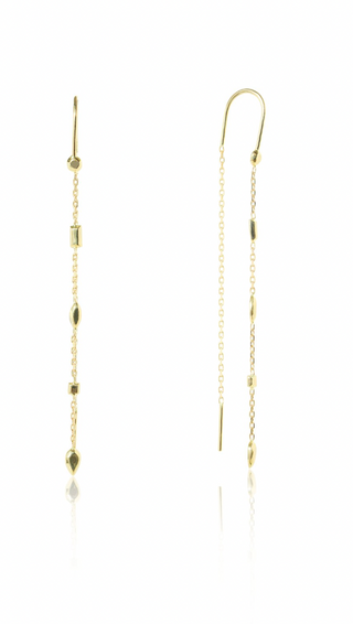 gold stone shape link chain earring